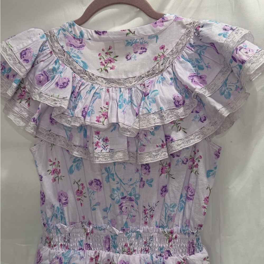 LoveShackFancy for Target Lavender and Blue Floral Ruffle Dress size XS - Picture 6 of 10